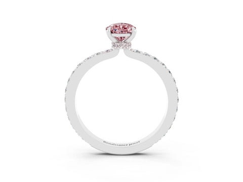 White gold Pear Cut Morganite Solitaire Engagement Ring with Pavé Band and Four-Prong Setting_3
