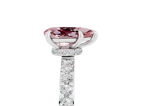 White gold Pear Cut Morganite Solitaire Engagement Ring with Pavé Band and Four-Prong Setting_5