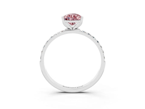 White gold Pear Cut Morganite Solitaire Engagement Ring with Pavé Band and Prong Setting_3