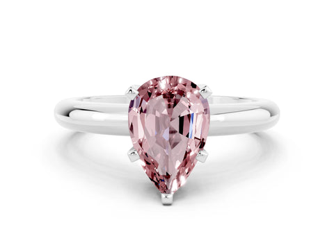 White gold Pear Cut Morganite Solitaire Engagement Ring with Round Band and Four-Prong Setting_20