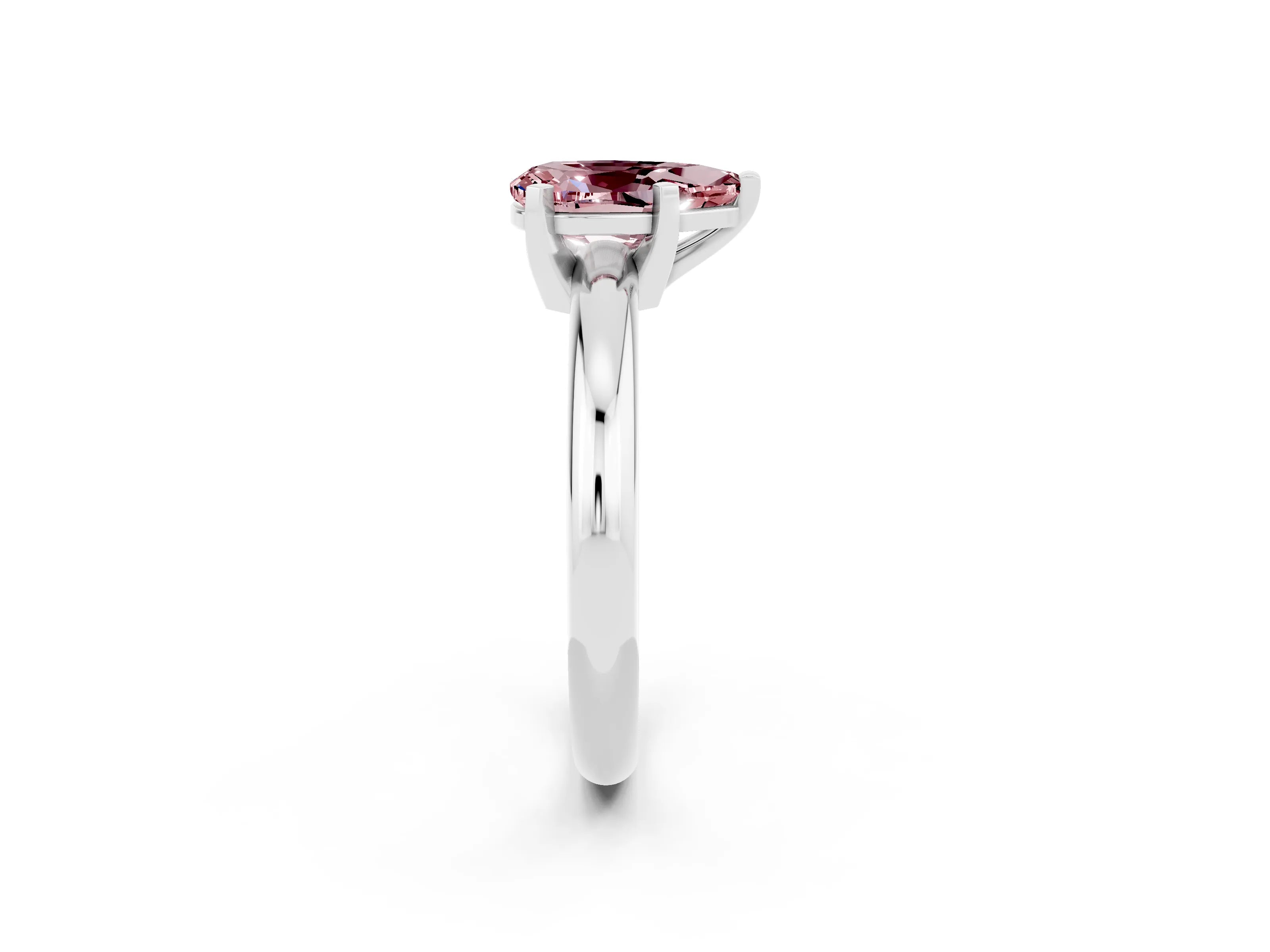 White gold Pear Cut Morganite Solitaire Engagement Ring with Round Band and Four-Prong Setting_22