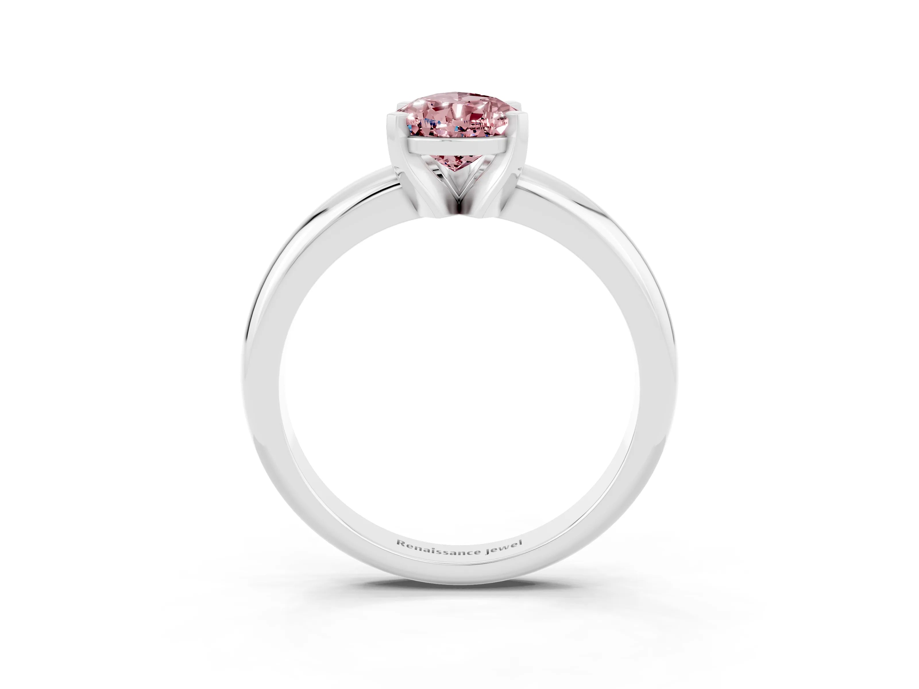 White gold Pear Cut Morganite Solitaire Engagement Ring with Round Band and Four-Prong Setting_27
