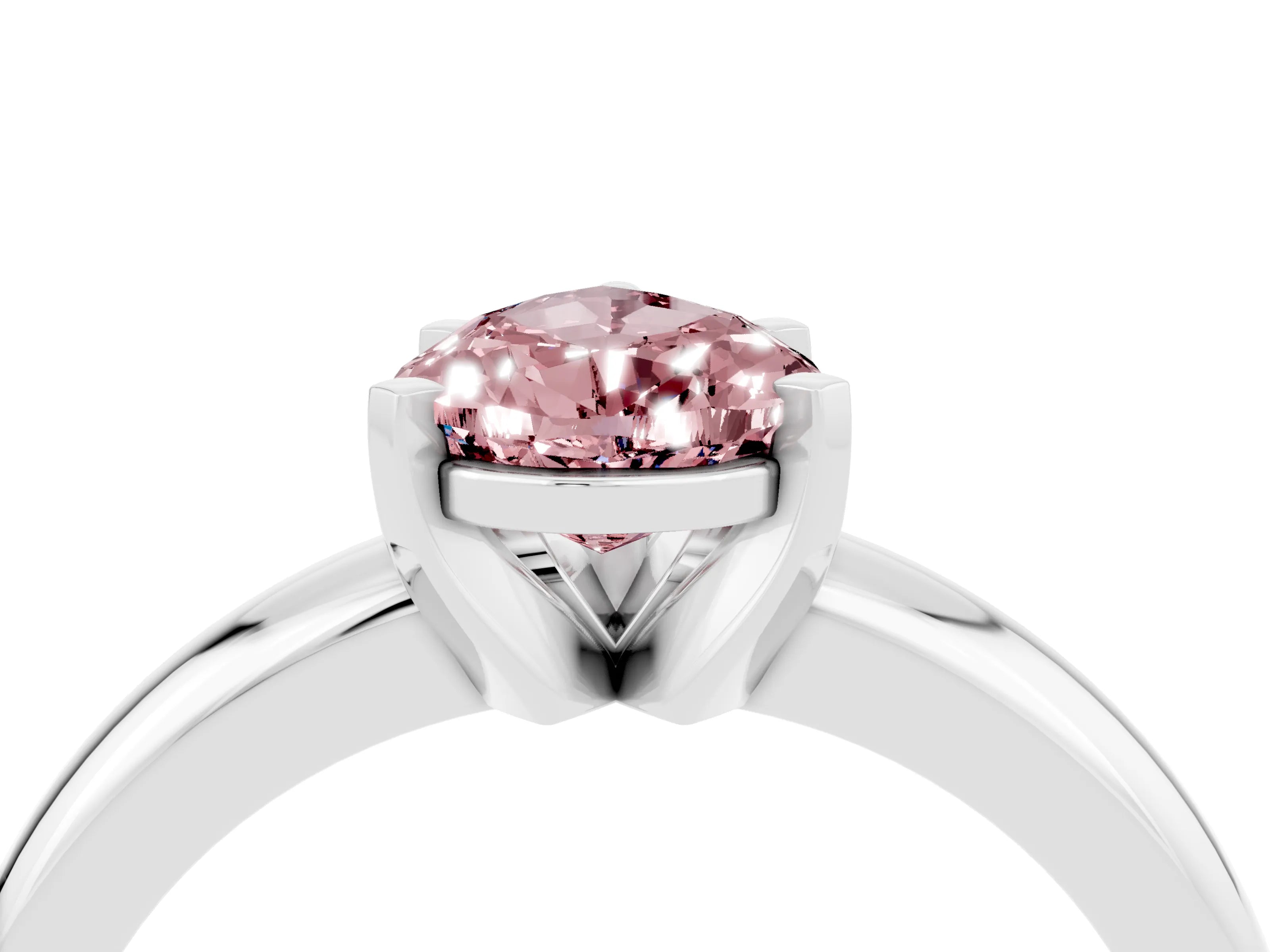 White gold Pear Cut Morganite Solitaire Engagement Ring with Round Band and Four-Prong Setting_28