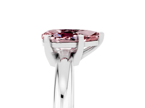 White gold Pear Cut Morganite Solitaire Engagement Ring with Round Band and Four-Prong Setting_29