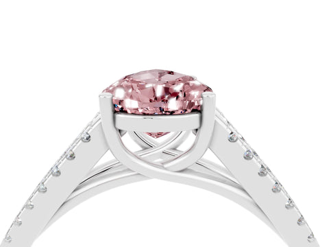 White gold Pear Cut Morganite Solitaire Engagement Ring with Split Shank Pavé Band_16