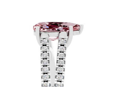 White gold Pear Cut Morganite Solitaire Engagement Ring with Split Shank Pavé Band_17