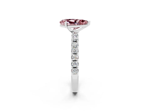 White gold Pear Cut Morganite Solitaire Pavé Band with Four-Prong Setting_2