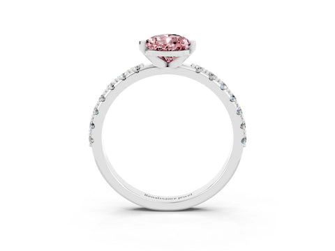 White gold Pear Cut Morganite Solitaire Pavé Band with Four-Prong Setting_3