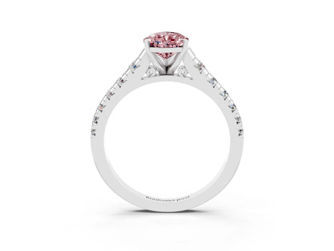 White gold Pear Cut Morganite Solitaire Ring with Cathedral Setting and Pavé Band_3