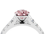 White gold Pear Cut Morganite Solitaire Ring with Cathedral Setting and Pavé Band_4