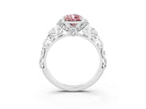 White gold Pear Cut Morganite Solitaire Ring with Filigree Band and Four-Prong Setting_27