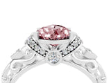 White gold Pear Cut Morganite Solitaire Ring with Filigree Band and Four-Prong Setting_28