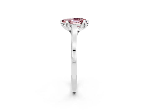 White gold Pear Cut Morganite Solitaire Ring with Flower Prong Setting and Classic Band_14