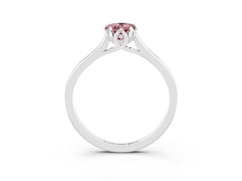 White gold Pear Cut Morganite Solitaire Ring with Flower Prong Setting and Classic Band_15