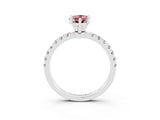 White gold Pear Cut Morganite Solitaire Ring with Pavé Accents and Four-Prong Setting_3