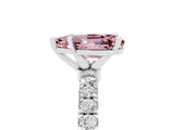 White gold Pear Cut Morganite Solitaire Ring with Pavé Accents and Four-Prong Setting_5