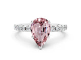 White gold Pear Cut Morganite Solitaire Ring with Pavé Band and Four-Prong Setting_24
