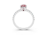 White gold Pear Cut Morganite Solitaire Ring with Pavé Band and Four-Prong Setting_27