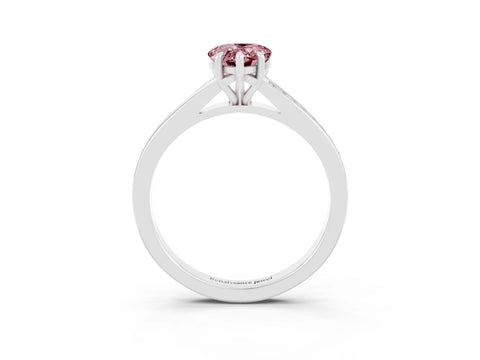 White gold Pear Cut Morganite Solitaire Ring with Pavé Band and Prong Setting_3