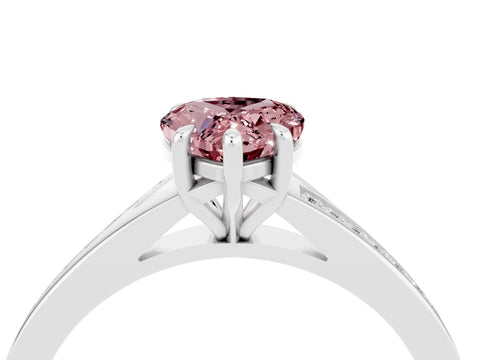 White gold Pear Cut Morganite Solitaire Ring with Pavé Band and Prong Setting_4