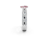 White gold Pear Cut Morganite Solitaire Ring with Pavé and Channel Set Band_2