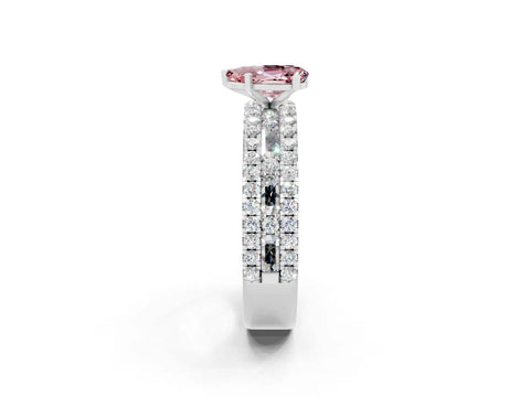 White gold Pear Cut Morganite Solitaire Ring with Pavé and Channel Set Band_2