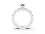White gold Pear Cut Morganite Solitaire Ring with Pavé and Channel Set Band_3