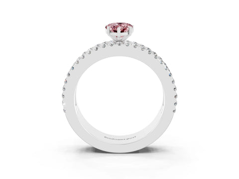 White gold Pear Cut Morganite Solitaire Ring with Pavé and Channel Set Band_3