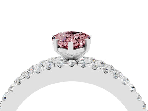 White gold Pear Cut Morganite Solitaire Ring with Pavé and Channel Set Band_4