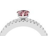 White gold Pear Cut Morganite Solitaire Ring with Pavé and Channel Set Band_4