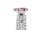 White gold Pear Cut Morganite Solitaire Ring with Pavé and Channel Set Band_5