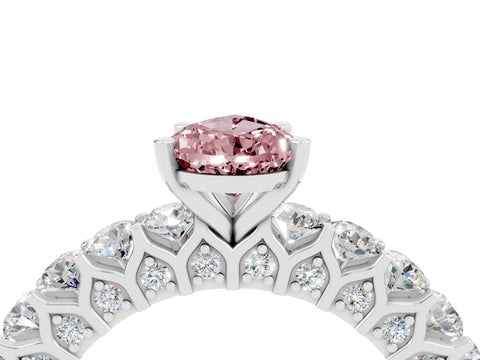 White gold Pear Cut Morganite Solitaire Ring with Shared Prong Pavé Band and Four-Prong Setting_4