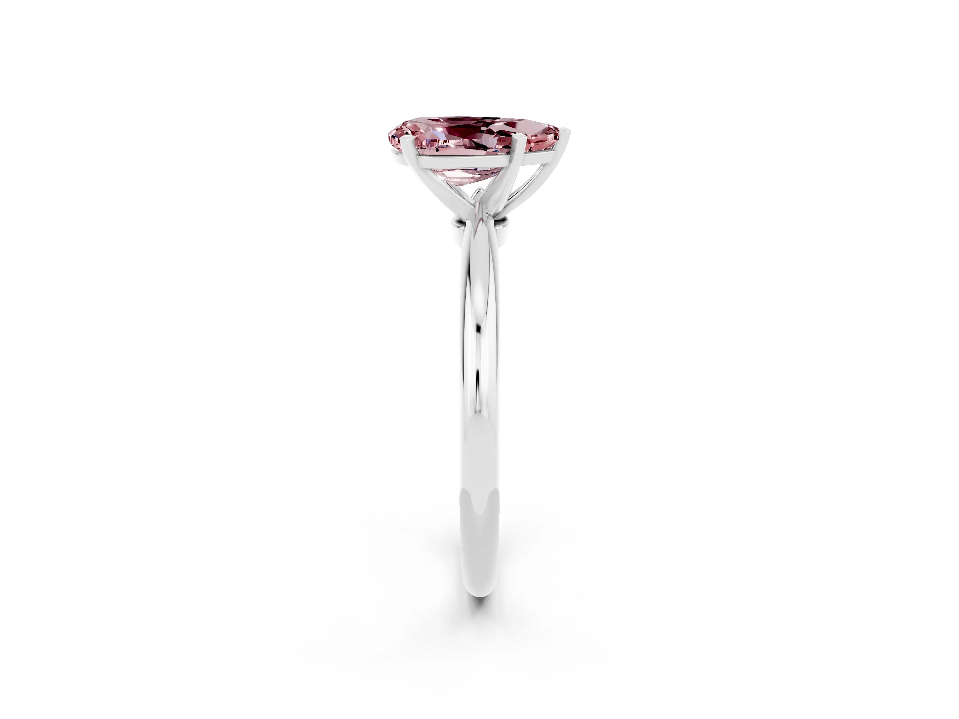 White gold Pear Cut Morganite Solitaire Ring with Six-Prong Setting and Classic Band_14