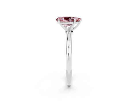 White gold Pear Cut Morganite Solitaire Ring with Six-Prong Setting and Classic Band_14