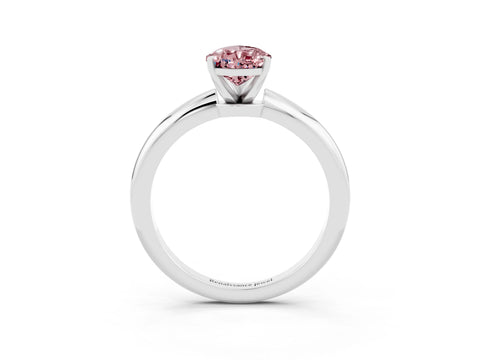 White gold Pear Cut Morganite Solitaire Ring with Six-Prong Setting and Classic Band_3