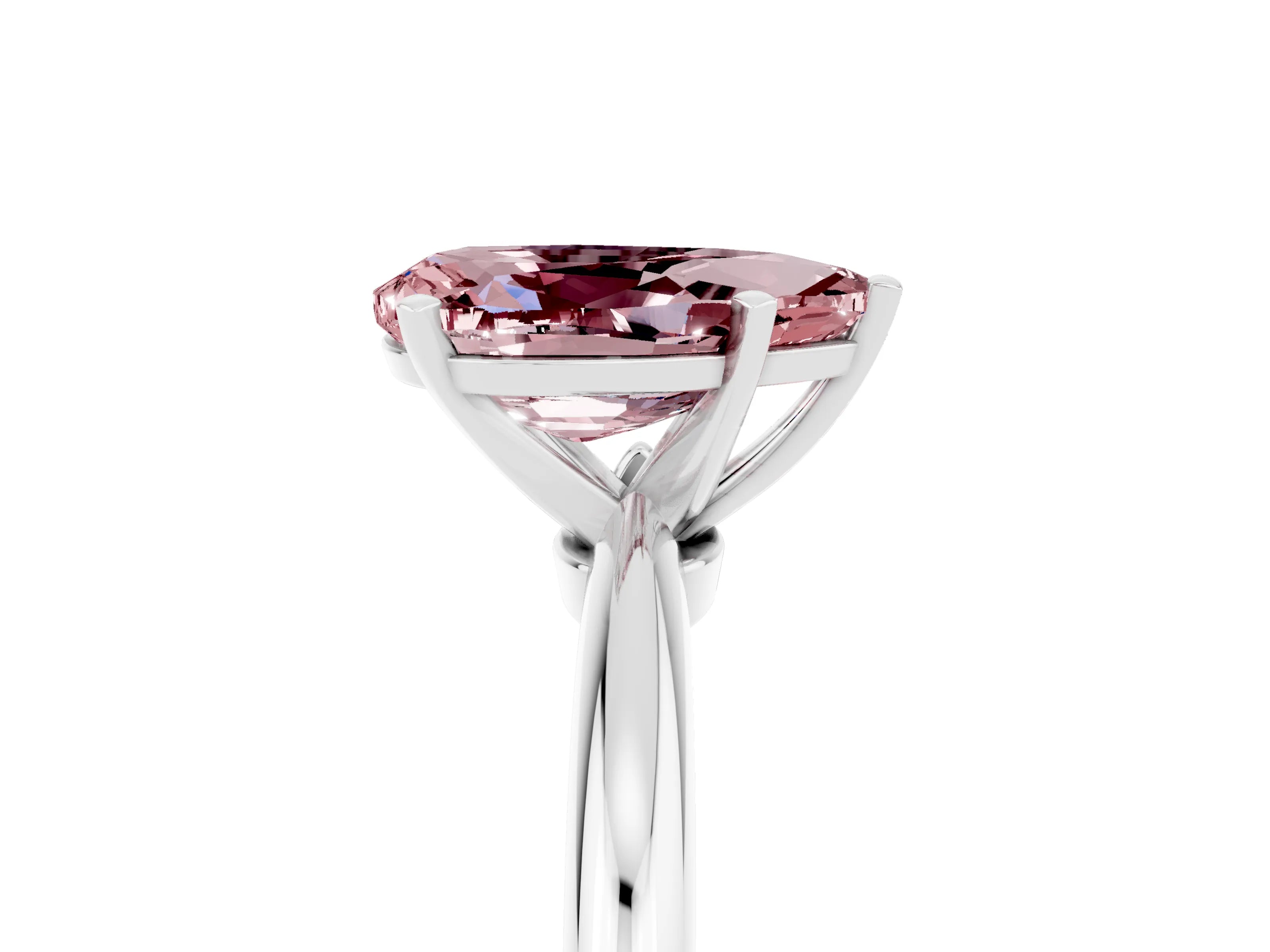 White gold Pear Cut Morganite Solitaire Ring with Six-Prong Setting and Classic Band_5