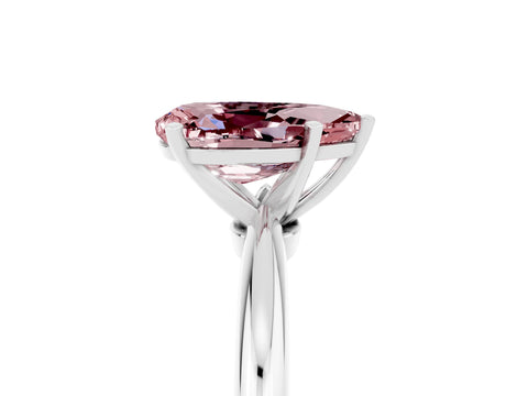 White gold Pear Cut Morganite Solitaire Ring with Six-Prong Setting and Classic Band_5