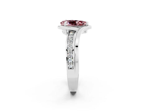 White gold Pear Cut Morganite Solitaire Ring with Split Shank and Prong Setting_2