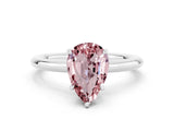 White gold Pear Cut Morganite Solitaire Ring with Thin Band and Four-Prong Setting_12