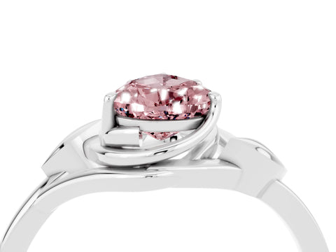 White gold Pear Cut Morganite Solitaire Ring with Twist Band and Four-Prong Setting_40