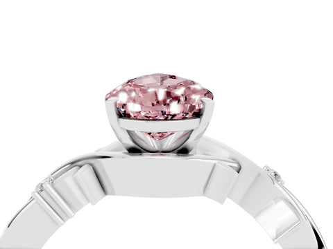White gold Pear Cut Morganite Solitaire Ring with Twisted Band and Prong Setting_16