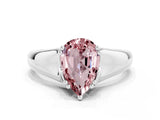 White gold Pear Cut Morganite Solitaire Ring with Wide Band and Prong Setting