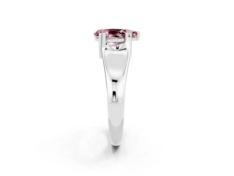 White gold Pear Cut Morganite Solitaire Ring with Wide Band and Prong Setting_2