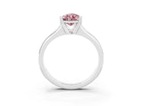 White gold Pear Cut Morganite Solitaire Ring with Wide Band and Prong Setting_3