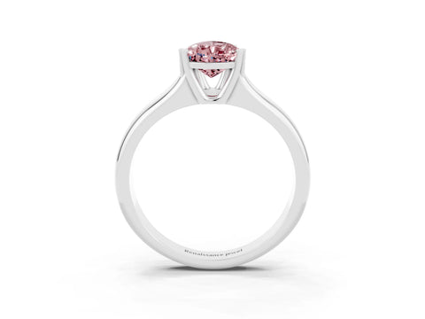 White gold Pear Cut Morganite Solitaire Ring with Wide Band and Prong Setting_3