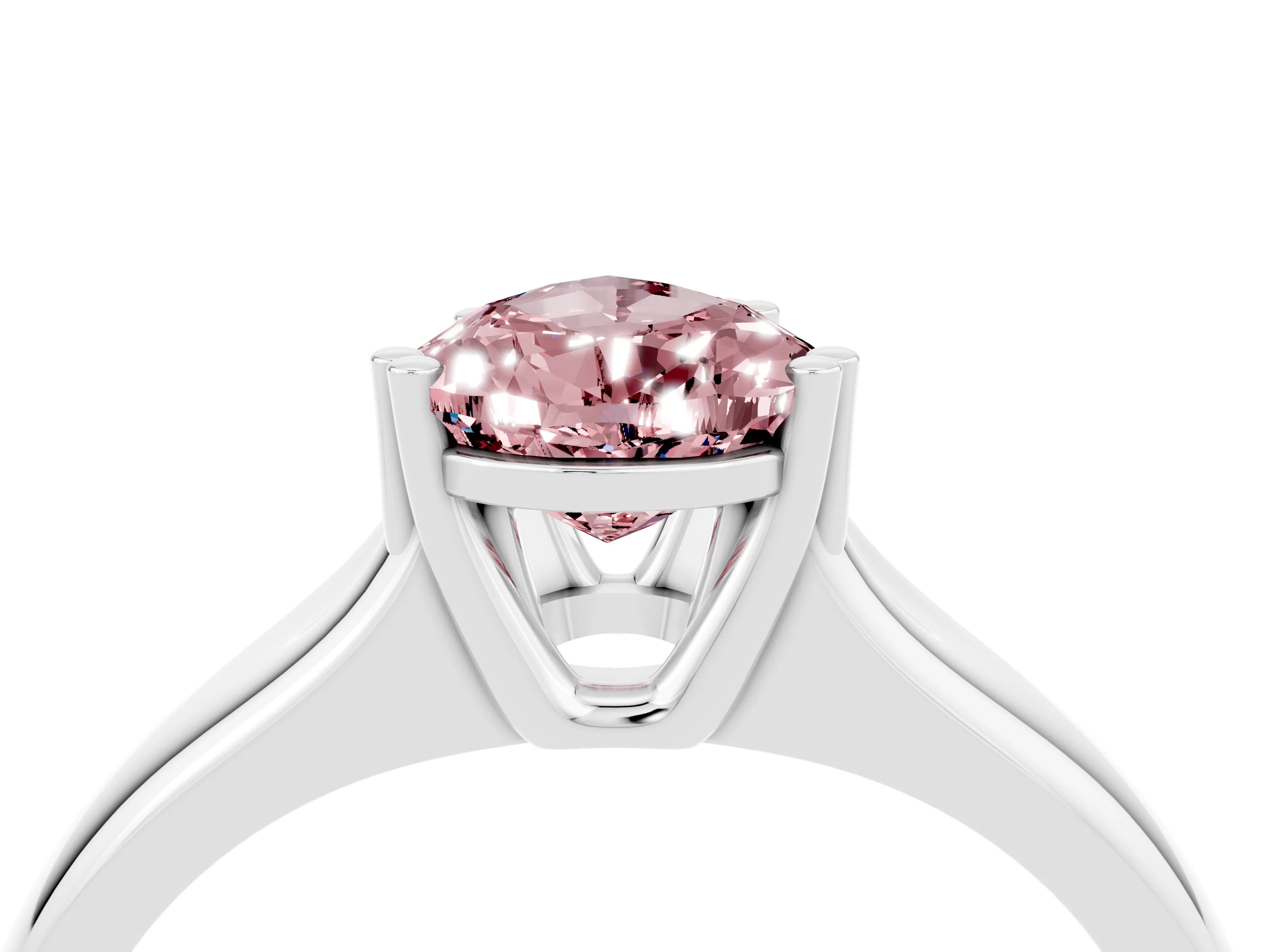White gold Pear Cut Morganite Solitaire Ring with Wide Band and Prong Setting_4