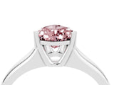 White gold Pear Cut Morganite Solitaire Ring with Wide Band and Prong Setting_4