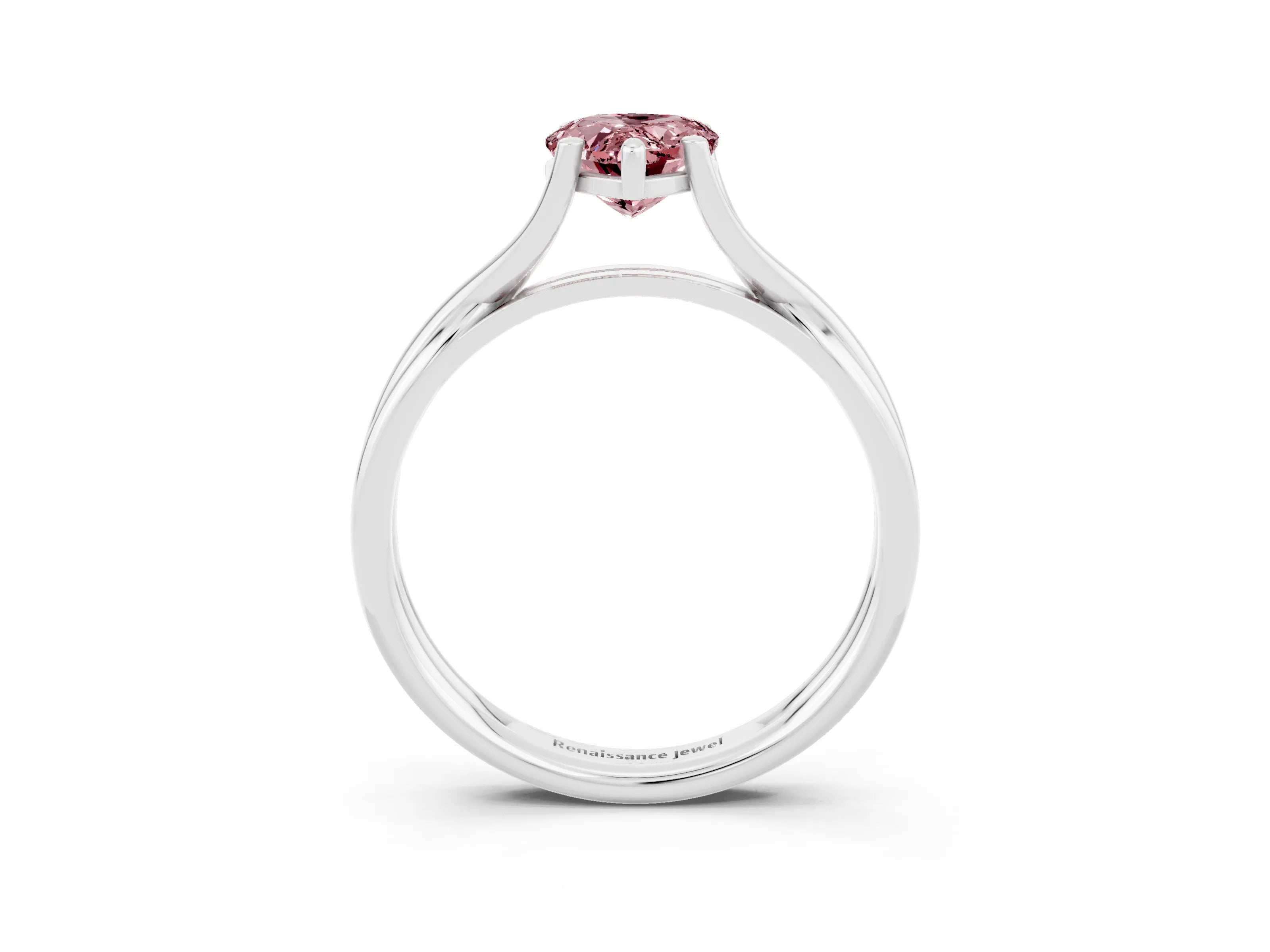 White gold Pear Cut Morganite   Solitaire Twist Band Prong Setting Ring_15