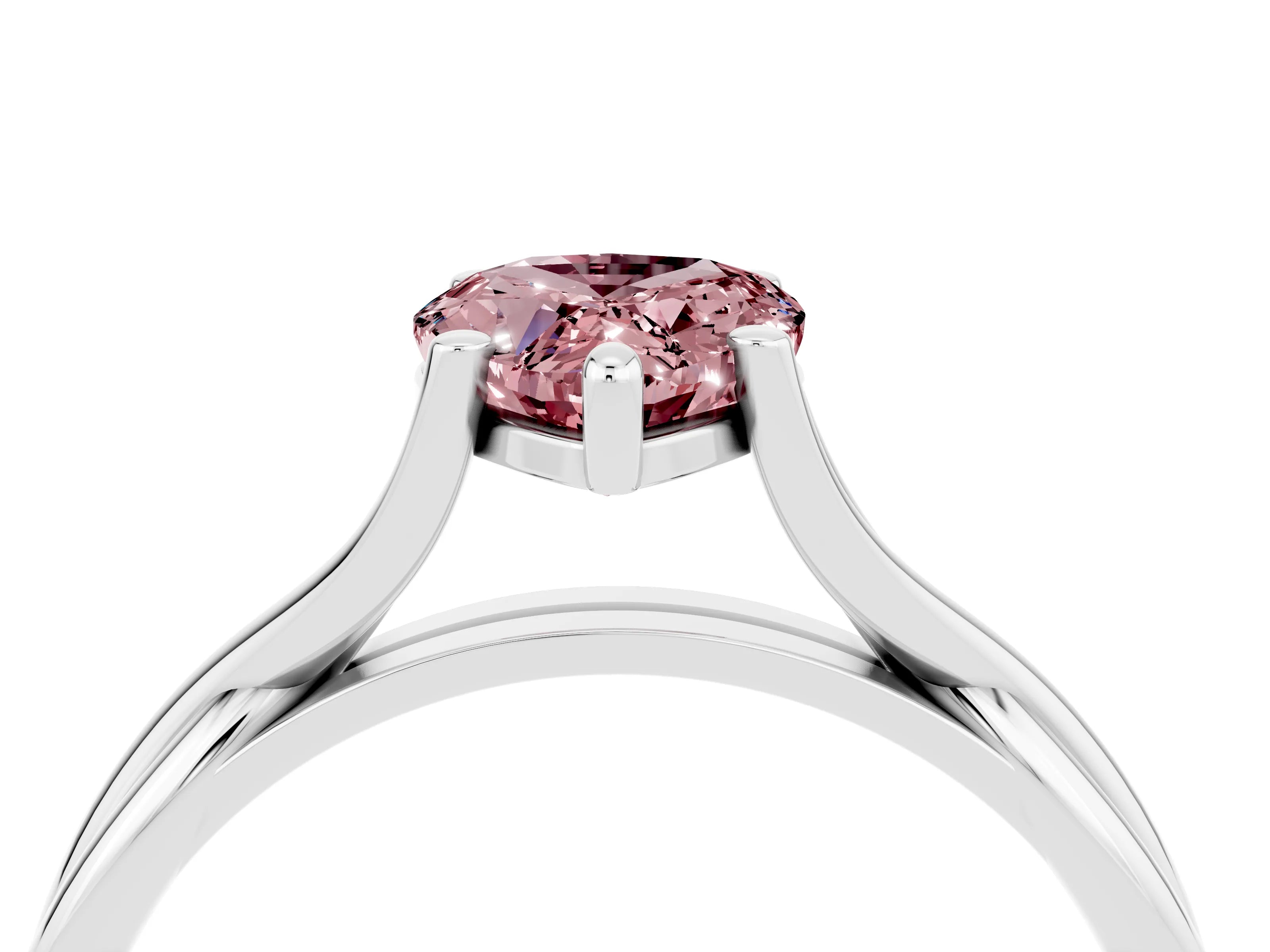 White gold Pear Cut Morganite   Solitaire Twist Band Prong Setting Ring_16