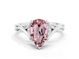 White gold Pear Cut Morganite Solitaire Twist Band Prong Setting Ring_36